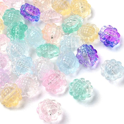 35pcs perles de verre transparentes peintes à la bombe, tournesol