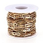 Brass Paperclip Chains, Drawn Elongated Cable Chains, Soldered, with Spool