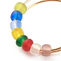 Anillos de puño giratorios con cuentas de vidrio de colores, anillo de envoltura de alambre de cobre para aliviar la ansiedad y el estrés