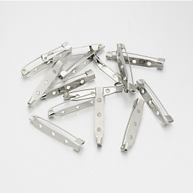 Iron Brooch Pin Back Safety Catch Bar Pins with 3 Holes