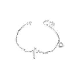 Shegrace 925 браслет из стерлингового серебра с сердцебиением (случайный стиль удлинителей цепи)