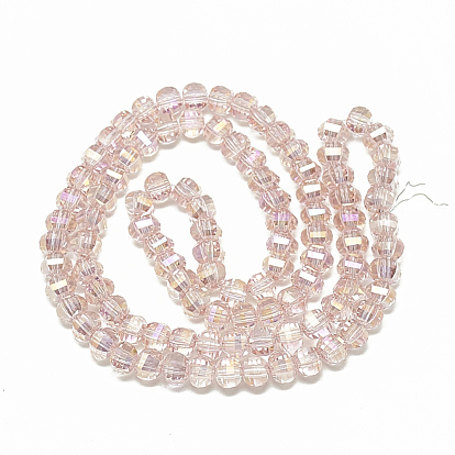 Perles en verre electroplate, arc-en-ciel plaqué, facette, ronde