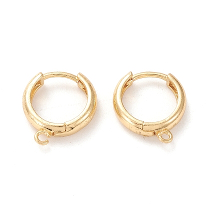 Brass Hoop Earring Findings, with Horizontal Loop, Ring Shape