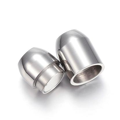 304 Stainless Steel Magnetic Clasps with Glue-in Ends, Cylinder