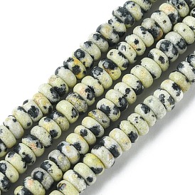 Natural Dalmatian Jasper Beads Strands, Flat Round/Disc