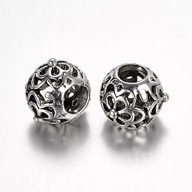 Alloy European Beads, Rondelle, Large Hole Beads