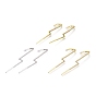 Brass Micro Pave Cubic Zirconia Ear Wrap Crawler Hook Earrings, with Ear Nuts, Lightning Bolt