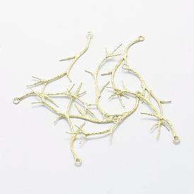 Brass Peg Bails Pendants, For Half Drilled Beads, Lead Free & Cadmium Free & Nickel Free, Branch