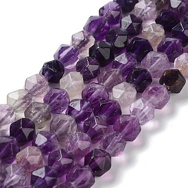 Natural Purple Fluorite Beads Strands, Faceted, Star Cut Round Beads
