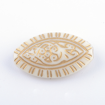 Perles acryliques cheval de placage de l'oeil, métal doré enlaça, 19x11x5.5mm, trou: 1.5 mm, environ 900 pcs / 500 g