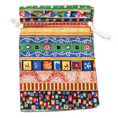 Ethnic Style Cloth Packing Pouches Drawstring Bags, Rectangle
