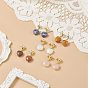 5 Pairs 5 Style Natural & Synthetic Mixed Gemstone Heart Dangle Stud Earrings, Alloy Jewelry for Women