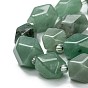Natural Green Aventurine Beads Strands, with Seed Beads, Faceted, Polygon