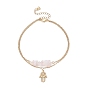 Éclats de quartz rose naturel perlé et breloques à la main hamsa bracelet multi-rangs double couche, bijoux en acier inoxydable pour femmes