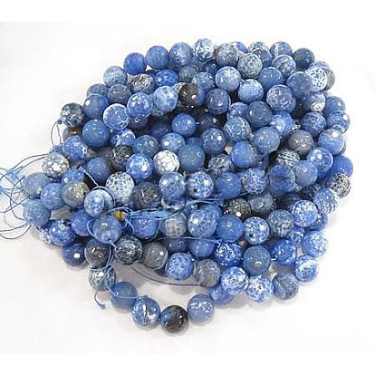 Faceted Natural Agate Beads Strands, Round, Grade A
