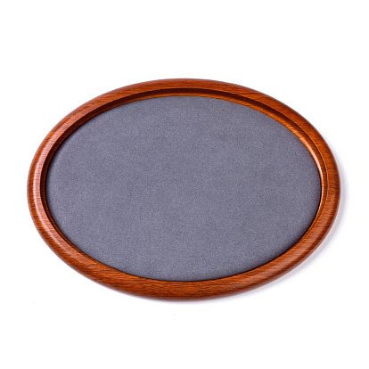 Oval Wood Pesentation Jewelry Display Tray, Covered with Microfiber, Coin Stone Organizer