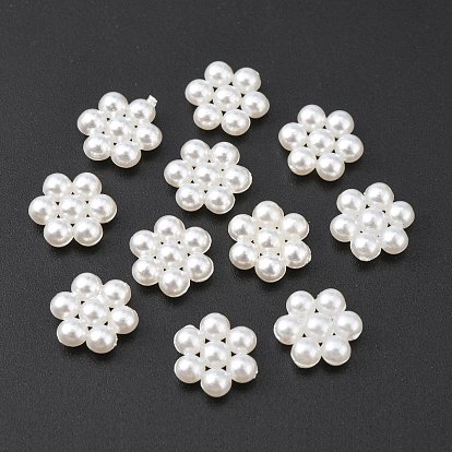 Acrylic Pearl Cabochons, Dyed, Flower, 8x9x3mm
