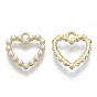 Alloy Charms, with ABS Plastic Imitation Pearl, Heart, White