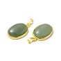 Gemstone Pendants, Oval Charms, with Rack Plating Golden Plated Brass Findings, Lead Free & Cadmium Free
