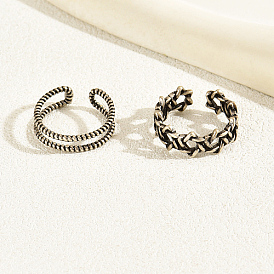 2 piezas 2 conjunto de anillos de puño abiertos de latón estilo, anillos apilables, estrella