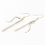 Brass Micro Pave Clear Cubic Zirconia Earring Hooks, Ear Wire, Nickel Free