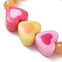 Bracelet extensible en perles de cœur en résine imitation œil de chat pour enfants