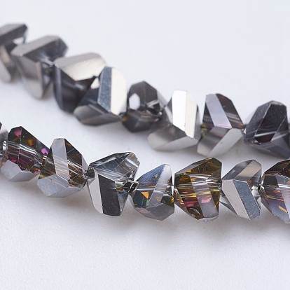 Electroplate Glass Beads Strands, Half Plated, Faceted, Triangle