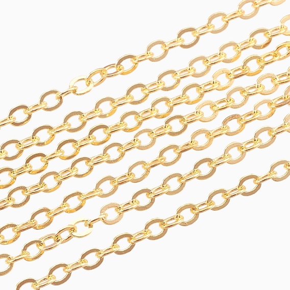 Brass Cable Chains, Soldered, Flat Oval