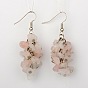 Fashionable Gemstone Chips Earrings, with Brass Earring Hooks, Platinum, 50mm, Pin: 0.7mm