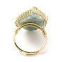 Gemstone Horse Eye Wrapped Adjustable Ring, Brass Chunky Ring for Women, Golden, Cadmium Free & Lead Free