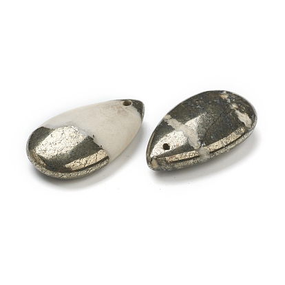 Natural Pyrite Beads, Top Drilled, Teardrop