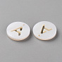 Natural Freshwater Shell Pendants, Flat Round with Letter