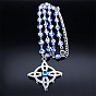 Colliers pendentif symbole wiccan noeud de sorcières en acier inoxydable, avec des chaînes à maillons en émail contre le mauvais œil