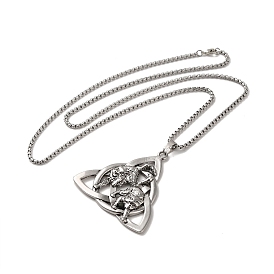 Trinity Knot with Wolf Alloy Pendant Necklace with Box Chains