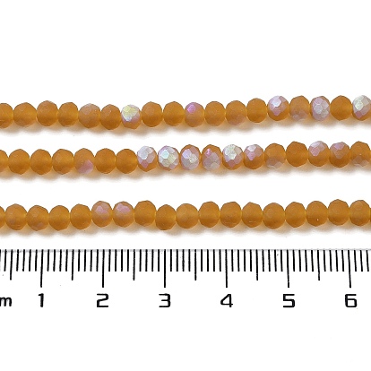 Chapelets de perles en verre transparentes  , facette, givré, demi couleur ab plaqué, rondelle