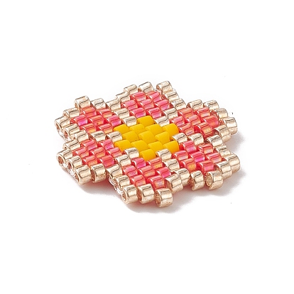 Handmade Japanese Seed Beads, Loom Pattern, Flower