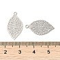 Crémaillère en laiton placage pendentifs en filigrane, plaqué longue durée, charmes de feuilles