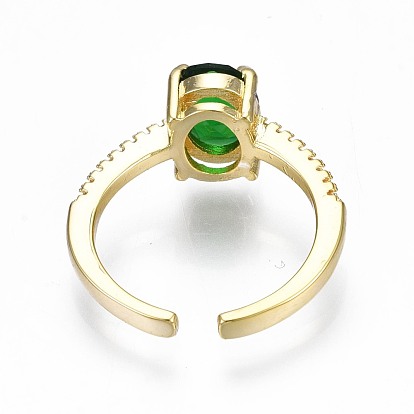 Овальное открытое кольцо-манжета зеленого кубического циркония для женщин, без никеля 