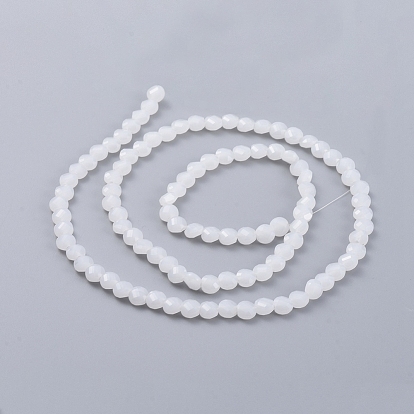 Imitation Jade Glass Beads Strands, Faceted, Flat Round
