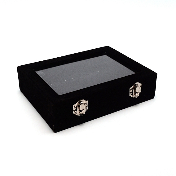 Прямоугольный органайзер для презентаций из бархата для ювелирных изделий с прозрачным окошком и деревянными и железными замками из МДФ, Для браслетов, дисплея ожерелья