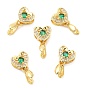 Brass Micro Pave Cubic Zirconia Pendant Pinch Bails, Ice Pick Pinch Bails with Glass Beaded, Heart