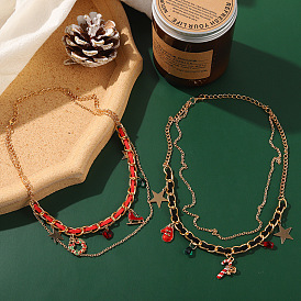 Festive Christmas Tree Necklace with European Collarbone Chain and Holiday Elements