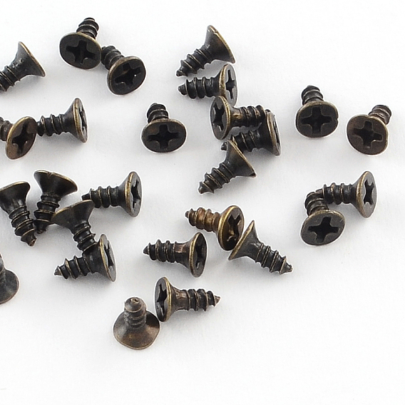 Iron Screws Findings, 5x4mm, pin: 2mm, about 4800pcs/500g