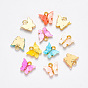 Alloy Pendants, with Resin and Glitter Powder, Cadmium Free & Lead Free, Butterfly, Golden