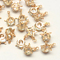 Star Alloy Charms, with Cubic Zirconia, 14x10x6mm, Hole: 1mm