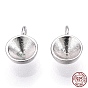 925 Sterling Silver Charms Rhinestone Settings, for Pointed Back Rivoli Rhinestone, Half Round/Dome, Nickel Free