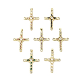 Real 18K Gold Plated Brass with Glass Pendants, Cross