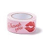 Rectangle Thank You Theme Paper Stickers, Self Adhesive Roll Sticker Labels, for Envelopes, Bubble Mailers and Bags, Pink
