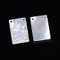 Natural White Shell Pendants for Mother's Day, Rectangle with Mother & Son