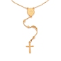 304 collares de cuentas de rosario de acero inoxidable para la religión, con colgante ovalado con eslabón de la virgen maría y cruz